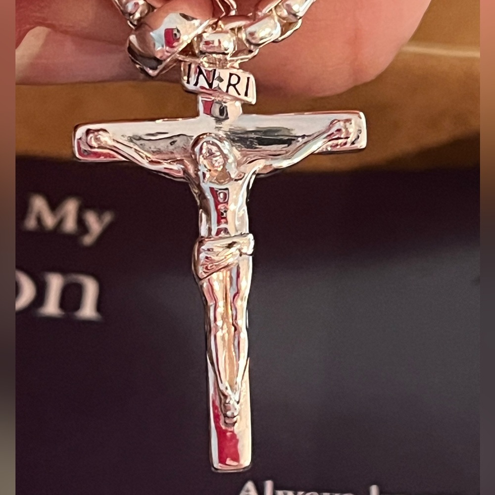 Sterling Silver Cross Necklace for Son with Gift Box